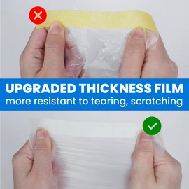 TAPEBEAR Automotive Pre-Taped Masking Film Upgrade Thickness, High Temp Tape and Drape 102" x 90', Plastic Cover for Painting, Plastic Sheeting Masking Tape Film for Auto, Floor, Furniture, 4Rolls