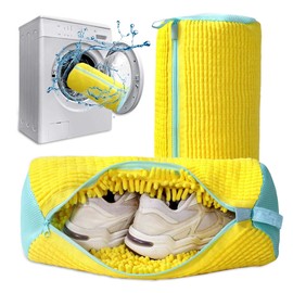 2Pcs Shoe Washing Machine Bag, Trainer Washing Machine Bag with Upgraded Locking Zipper, Heavy-Duty Shoe Bag for Washing Machine, Reusable Shoe Washing Bag for Sneakers, Trainers, Canvas