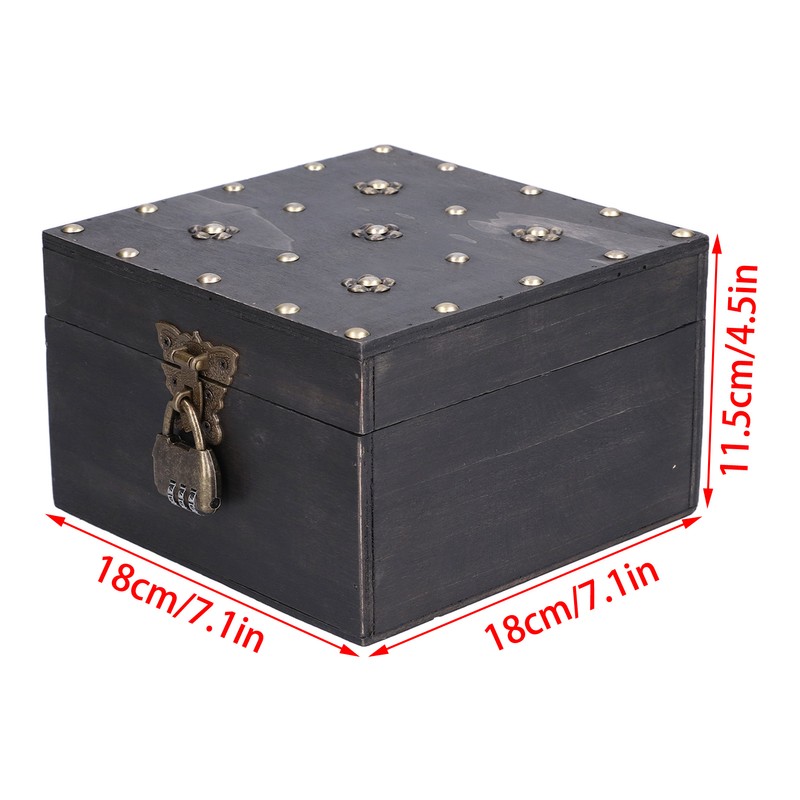 Treasure Props Storage Box with Password Lock Retro Wooden Storage
