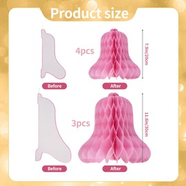 HUIANER Pink Honeycomb Bells 7pcs Christmas Wedding Bells Hanging Pink Bridal Honeycomb Bells Paper Bells Decorating Supplies for Weddings Parties Baby Showers