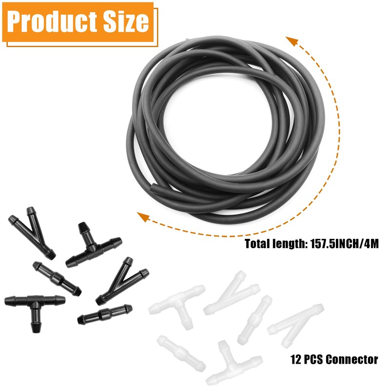 Windshield Washer Hose Kit, 4 Meter Universal Washer Fluid Hose