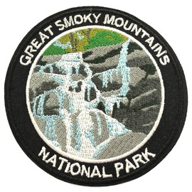 Great Smoky Mountains National Park 3.5" Embroidered Patch DIY Iron or Sew-on Decorative Vacation Travel Souvenir Applique Wander Nature Wildlife Hike Trek Camping Explore Mountains Stars Moon Bear