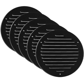 Vent Systems - 6 Inch (Inner) Pack of 5 Black Metal Round Soffit Air Vent Grille Cover, Register air Vent Deflector, Louver - Built-in Mesh - HVAC for Bathroom, Home Office, Kitchen 7 Inch (Outer)