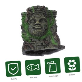 CAXUSD 1pc Retro Human Face Resin Aquarium Ornament Simulated Wall Landscape Decoration for Fish Tank Durable and Safe Aquarium Crafts for Home and Landscape Decor