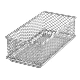 YBM HOME Silver Mesh Drawer Cabinet and or Shelf Organizer Bins, School Supply Holder Office Desktop Organizer Basket 1594s (1, 3x6x2 Inch)