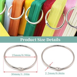 120 Pcs Metal Binder Rings, 3cm Loose Leaf Binder Ring, Metal Rings with Opening, Book Rings for Index Cards, Binder Rings for Flash Cards, Hinged Rings to Hold Paper for School Home Office (3CM)