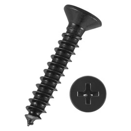 Kozelo 100pcs Phillips Flat Head Wood Screws - [#4x5/8"] 304 Stainless Steel Countersunk Self Tapping Screws for Furniture Assembly, Interior Trim, Outdoor Construction, Black