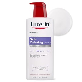 Eucerin Loción calmante para la piel, loción de cuerpo completo para piel seca y con picazón, avena natural enriquecida, botella de bomba de 16.9 onza