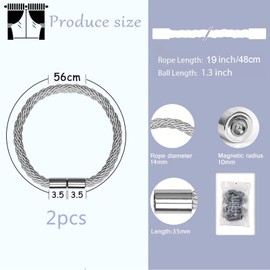 Magnetic Curtain Tie Backs, 2 Pack Modern Simplicity Curtain Rope Holdbacks with Strong Magnet, 22 Inch Braided Rope Curtain Holder Decoration for Thin or Thick Home and Office Curtains (Grey)