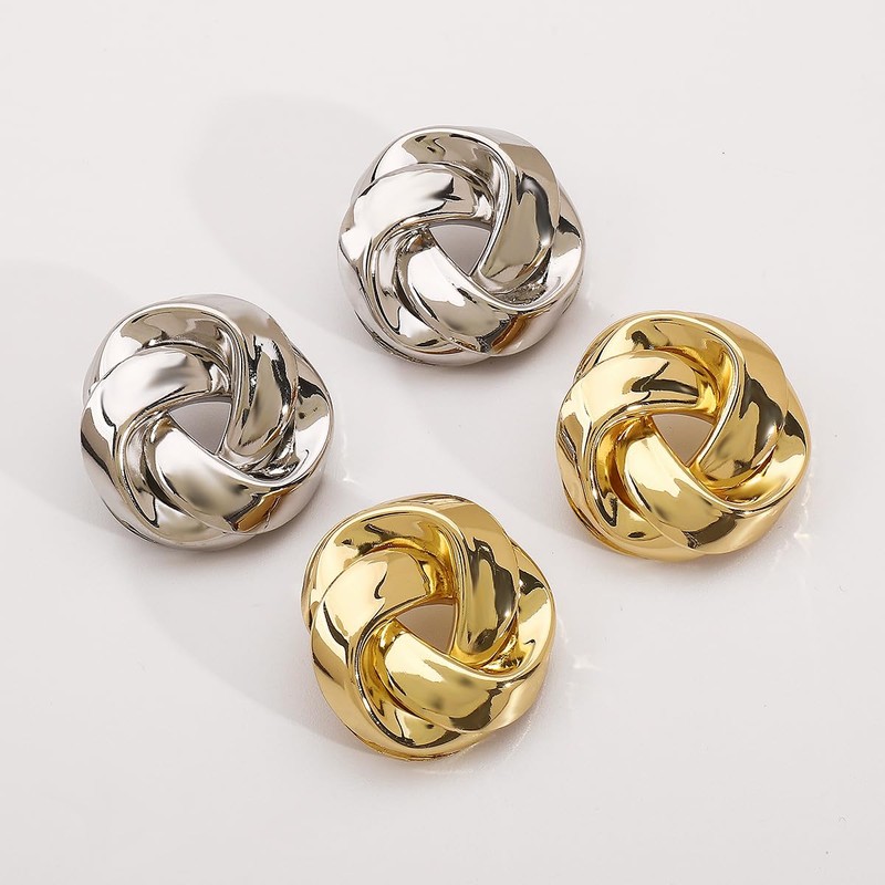 Rannyrena Retro Gold Statement Round Earrings Chunky Irregular Geometric Stud