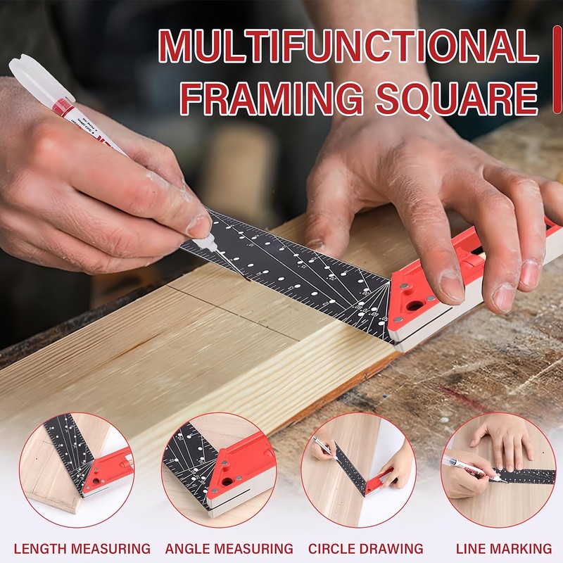 GREBSTK Multi Angle Measuring Ruler, Combination Framing Carpenter Square, Adjustable