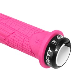 FIFTY-FIFTY MTB Grips, Bicycle Grips Made of Non-Slip Rubber, Single Lock-on Bicycle Grips / Handlebar Grips MTB for Mountain Bike, Enduro, Downhill, Trail, E-Bike (Pink)