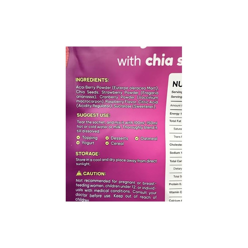 2-Pack Ftgum Acai Berry Powdered Drink with Chia Seeds |