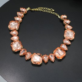 JNF Crystal Rhinestone Choker Collar Necklace For Women Colorful Bling Neck Chain Trendy Sparkly Statement Piece Crystal Rhinestone Heart Bib Necklace, Rhinestone, Rhinestone