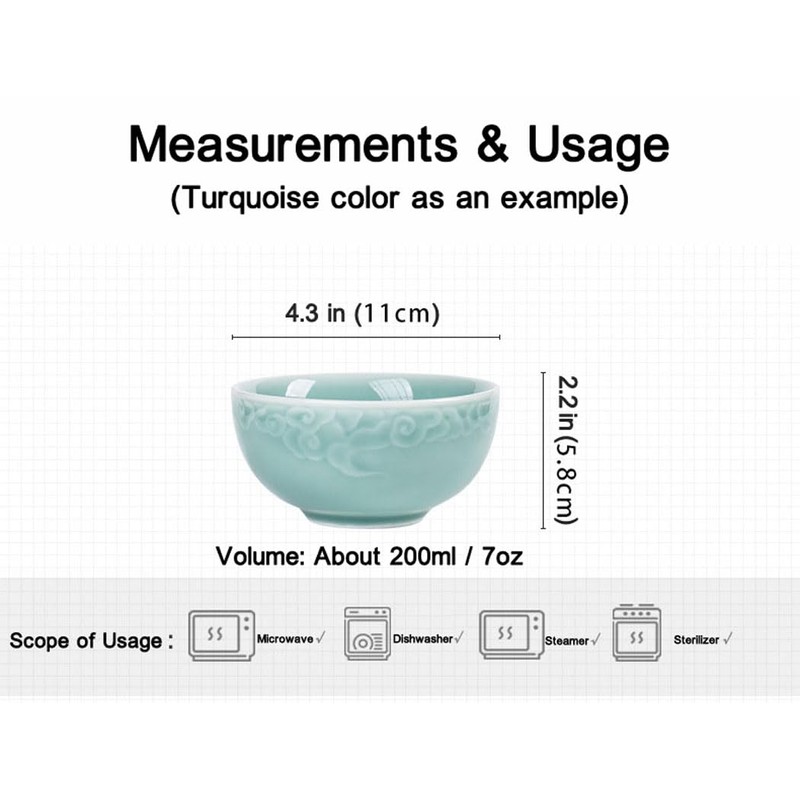 Seres Celadon Jade Green Porcelain Bowl embossed with Lucky Cloud,3