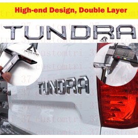 CALI TOP INC Chrome Black 3D Raised Tailgate Inserts Letters for Tundra 2014-2020 REAR