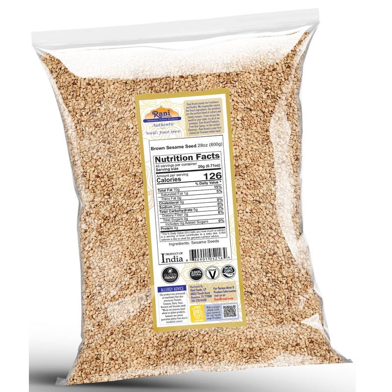Rani Sesame Seeds Whole Brown, Raw (Till) 28oz (800gm) ~