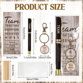 RUIYELE 12 Sets Team Appreciation Gifts Bulk- Employee Appreciation Keychains for Staff Vintage Metal keyrings for Women Men with Inspirational Gel Ink Pens Thank You Gift for Coworkers Staff