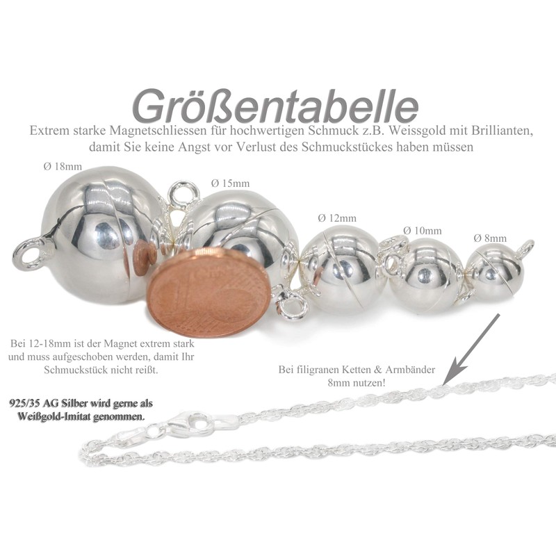 My Home Crystal - Ball Magnetic Clasp, Magnetic Clasp, 925