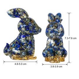 mookaitedecor Lapis Lazuli Crystal Rabbit Figurine Ornament Home Good Luck Decor, Resin Healing Crystal Animal Bunny Sculpture Gift Stone Statue Blue Bedroom Decor Easter Bunny Decoration