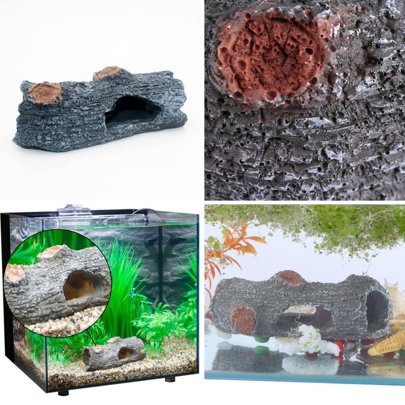 Charmoon Aquarium Aquarium Object Driftwood Log Realistic Hideaway Shelter Ornament