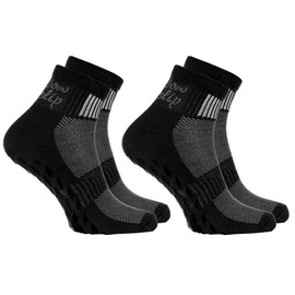 Rainbow Socks - Women Men Cotton Non Slip Grip ABS Sport Socks - 2 Pairs - Black M