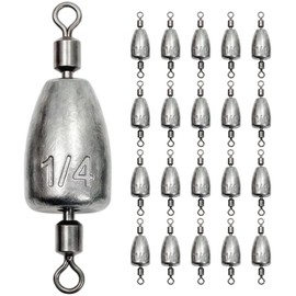 Fishing Weights with Rolling Swivel Bullet Quick Set Up Drop Shot Sinkers Streamlined Lead Fishing Sinkers for Freshwater Saltwater Catfish Bass Casting Fishing and Bottom Fishing Rigs