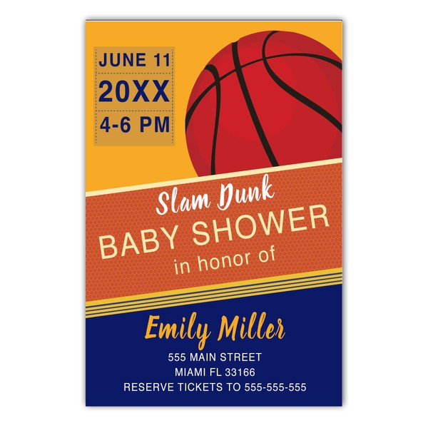 30 Invitations Basketball Baby Shower Party Personalized Cards Photo Paper
