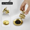 WOMAO Gold Sink Drain Fitting, Pop-Up Drain Valve with Overflow
