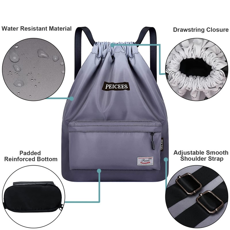 Peicees - Mochila deportiva impermeable con cordón para hombres y