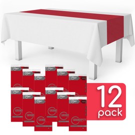 Red 12 Pack Premium Disposable Plastic Table Runner 14 x 108 Inch. Table Runner for Dinner Parties & Events by Grandipity