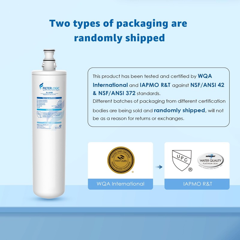 Filterlogic 3US-PF01 Under Sink Water Filter, NSF/ANSI 42 Certified Replacement