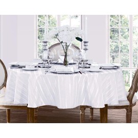 (150cm x 210cm Oval, White) - Newbridge Satin Stripe Weave No-Iron Soil Resistant Fabric Tablecloth, 150cm x 210cm Oval, White