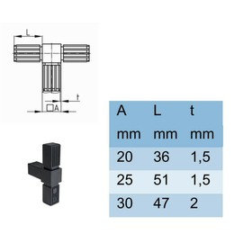 cyclingcolors Square Tube connectors 2 or 3 Way 20x20 25x25 30x30 20mm 25mm 30mm Plastic Joint Shelf Holder (T (30mm))