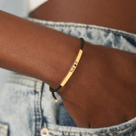 LIU JUN Remember Who The F You Are Motivational Tube Bracelet For Women, Adjustable Hand Bradied Wrap Stainless Steel To My Daughter/Best Friend Inspirational Gifts Jewelry, Medium, Nylon, no gemstone