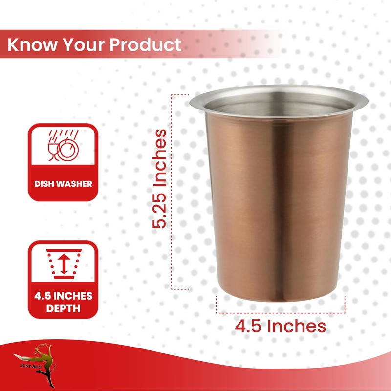 JUST-BUY Stainless Steel Solid Flatware Utensils Holder, Caddy, Crock, Cylinder