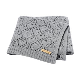 mimixiong Baby Blanket 100% Cotton Cellular Blanket Soft Knitted Baby Blankets for Newborn Boys Girls 90 x 70 cm (Grey)