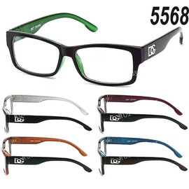 Mens Women Clear Fake Lens Square Frame Eye Glasses Designer Fashion Two Tone RX - Color: 5568 Black/Gray