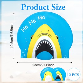 RAIHOMKIT 2 PCS Swim Caps for Kids, Swimming Cap for Age 6-12 Boys Girls, Silicone Cartoon Swimming Hats for Child Long and Short Hair, Waterproof Kids Bathing Caps, Keep Hair Dry
