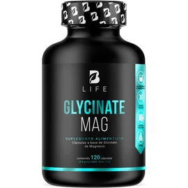 B Life Company Glicinato de Magnesio de 120 Cápsulas con 408 mg de alta absorción. Ingredientes Naturales. Glycinate Mag
