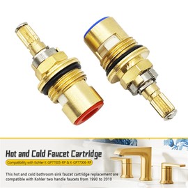 Meyffon 2 Pack Ceramic Valve Cartridge Compatible with Kohler K-GP77005-RP K-GP77006-RP Hot and Cold Faucet Cartridge