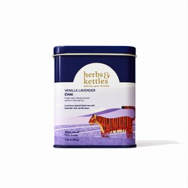 Herbs & Kettles Vanilla Lavender Chai | Assam Black Tea with Real Vanilla Bean, Lavender Flowers, Cardamom, Cinnamon & Ginger | Floral Loose Leaf Blend | Makes 10-14 Servings | Premium Tea Gift