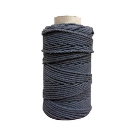 Maker's Craft Natural Macrame Cord Twisted Dyed Colors for DIY Macrame, Wall Hanging, Plant Hangers, Knitting, Craft Making (Charcoal Grey, 3mm x 109 Yards)