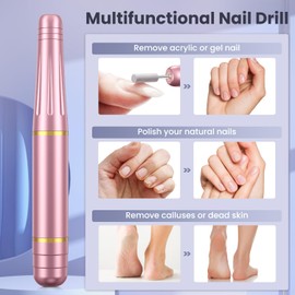 Nail Cutter, 11 in 1 Electric Nail Cutter Manicure Set, 20000 rpm Adjustable Speed Sanding Polisher for Gel Nails, Cuticles Shellac Acrylic Gel, Safe for Beginners (Peach)