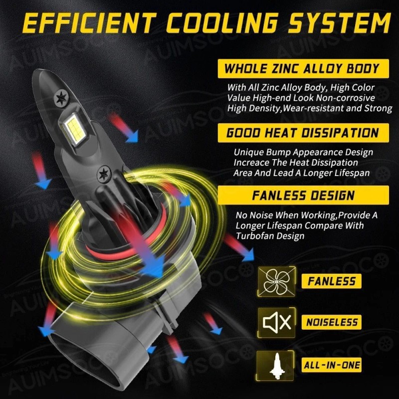 AUIMSOCO 9005 9005 LED Headlight KIT Combo Bulbs 10000K High&Low