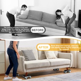 Heavy Duty Furniture Dolly, Furniture Movers, Furniture Dolly with 5 Wheels, Carbon Steel Panel Heavy Duty Dolly, Furniture Lifter with 360° Rotatable Rubber Universal Wheels, Maximum Load 3500 LBS