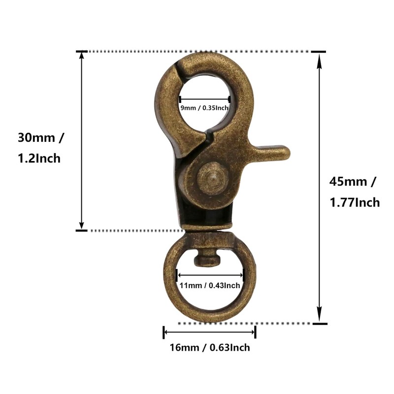 BIKICOCO 3/8'' Swivel Trigger Snap Hook Lobster Claw Clasp Spring