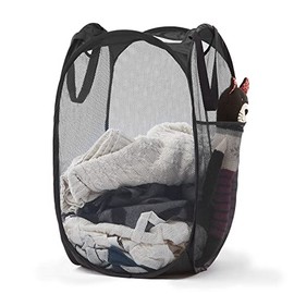 Mesh Pop Up Laundry Hamper with Durable Handles - Portable Collapsible Clothes Baskets for Dorm, Bathroom & Travel