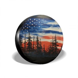 Spare Tire Cover American Flag Waterproof Dust-Proof Universal 17 Inch Wheel Protectors Camper Tire Cover Fit for RV Trailer Truck Jeep SUV Rav4 Motorhome Travel Trailer Accessories