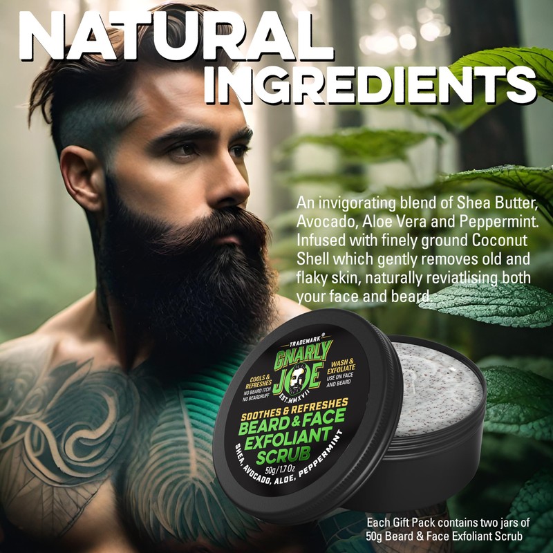 Gnarly Joe Refreshing Peppermint Beard and Face Exfoliant, Wash and